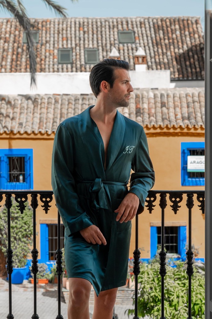 Man in kimono on his terrace