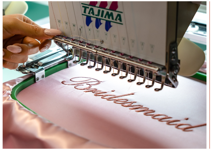 Kimono being customized by an embroidery